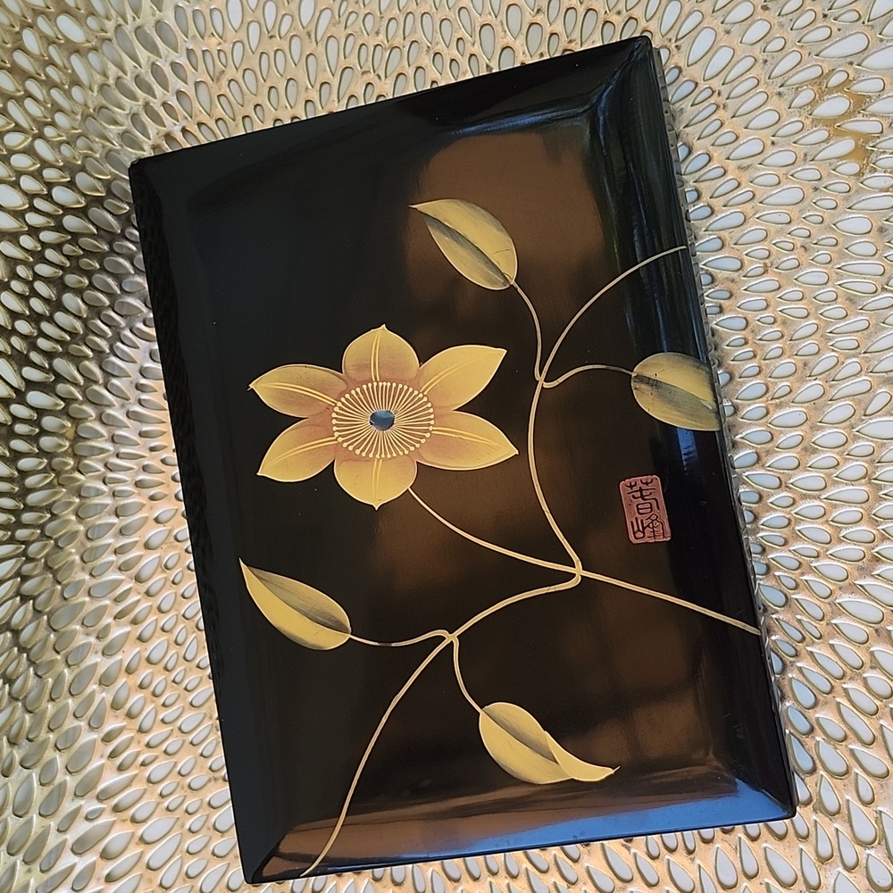 VTG JAPANESE AIZU-,NURI LACQUER FUMIBAKO BOX - Picture 10 of 13